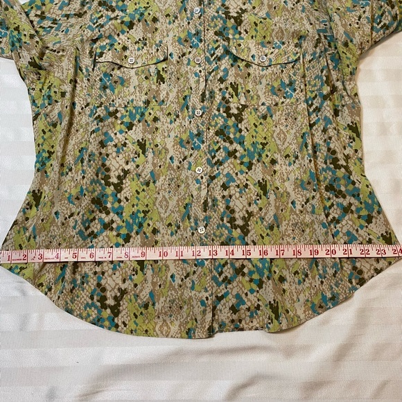 Kate Hill Woman Silk Blend Snake Print w/ Gold Pattern Sz 1X Button-Up Blouse - Picture 7 of 15